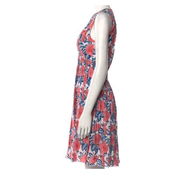 Anthropologie Roller Rabbit Hibiscus Floral Print Mini Dress Blue Red Size XS - Picture 3 of 10